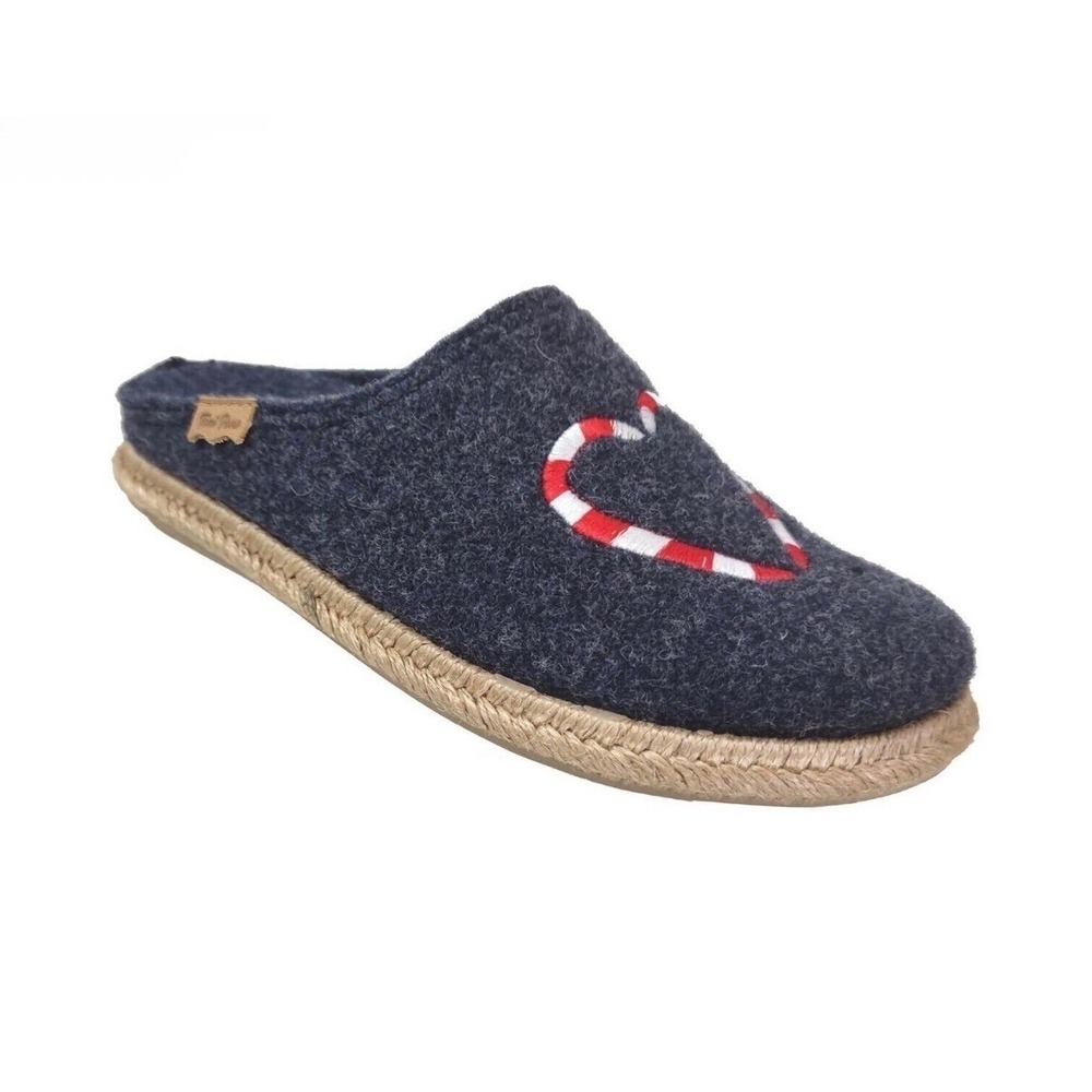 Toni‎ Pons Miri-ND Marine Blue Felt Heart Espadrille Scuff Slippers EU 36 US 6
